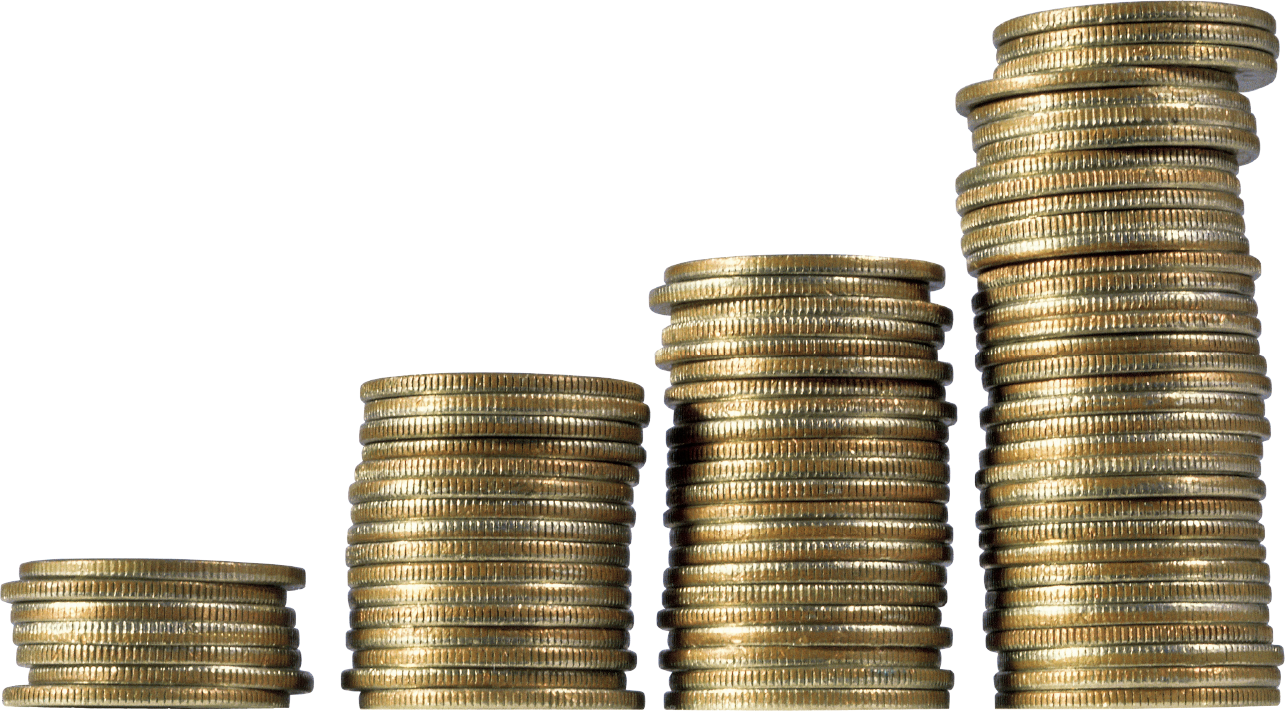Growing stacks of coins representing wealth accumulation